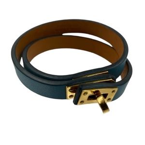 Hermes T3 Mini Kelly Double Tour Bracelet in Blue